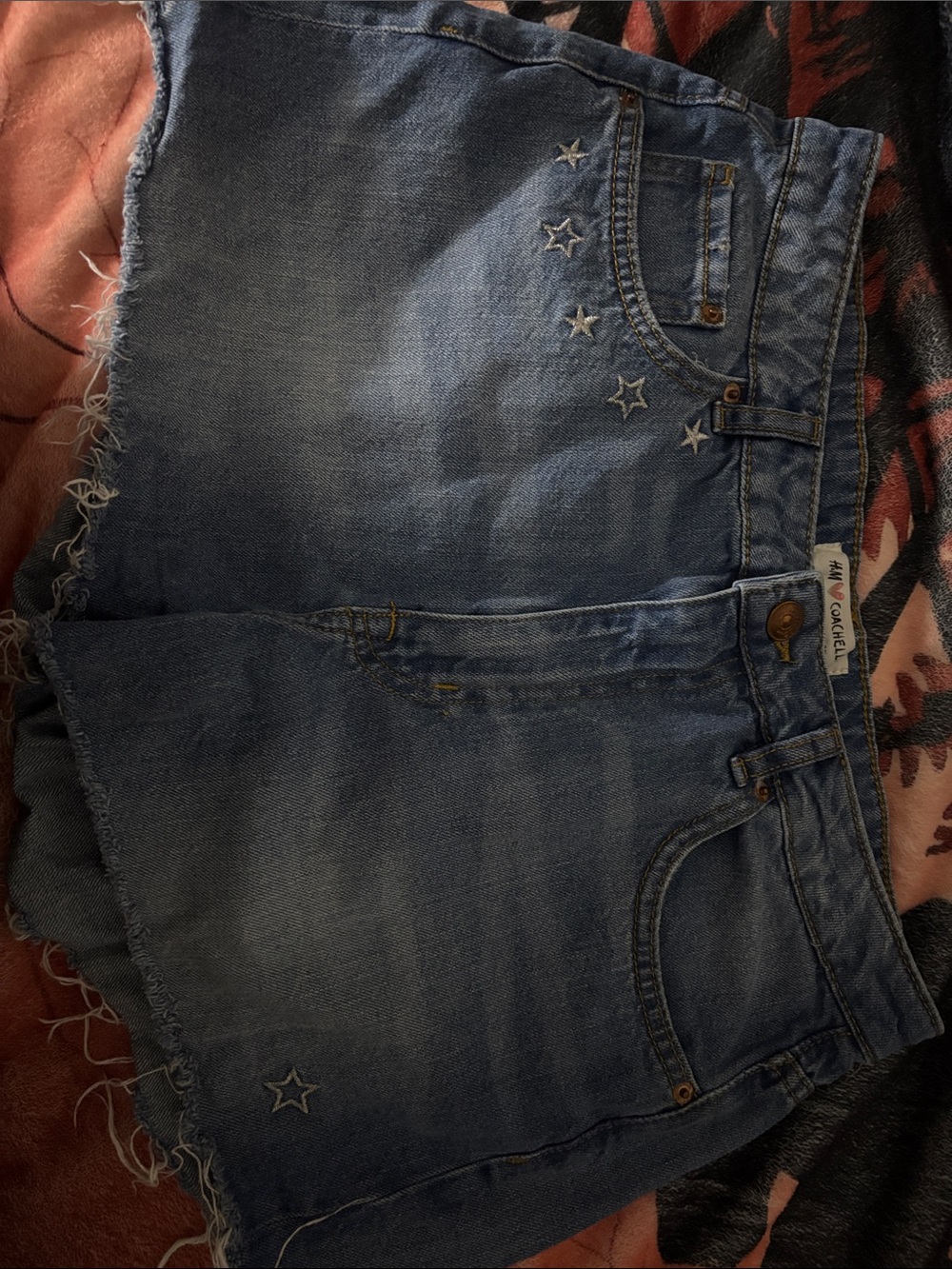 H&M Light Blue Denim Shorts with Star Accents
